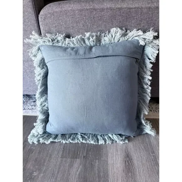 LOLOI Justina Blakeney blue beaded Egret bird embellished accent throw pillow - Picture 3 of 6